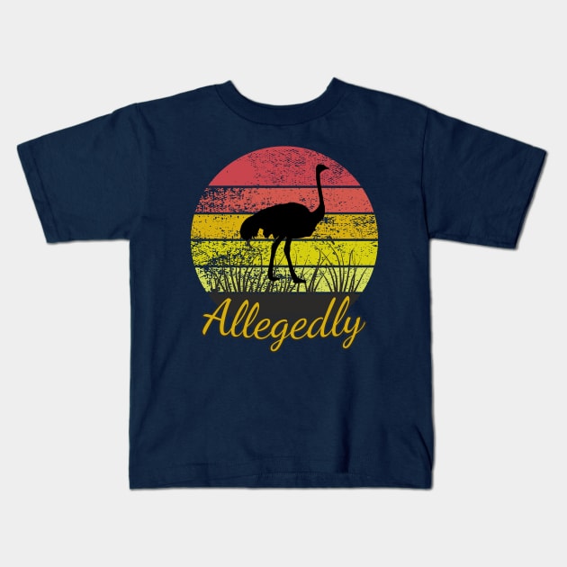 Allegedly Ostrich Vintage Sunset Kids T-Shirt by Mas Design